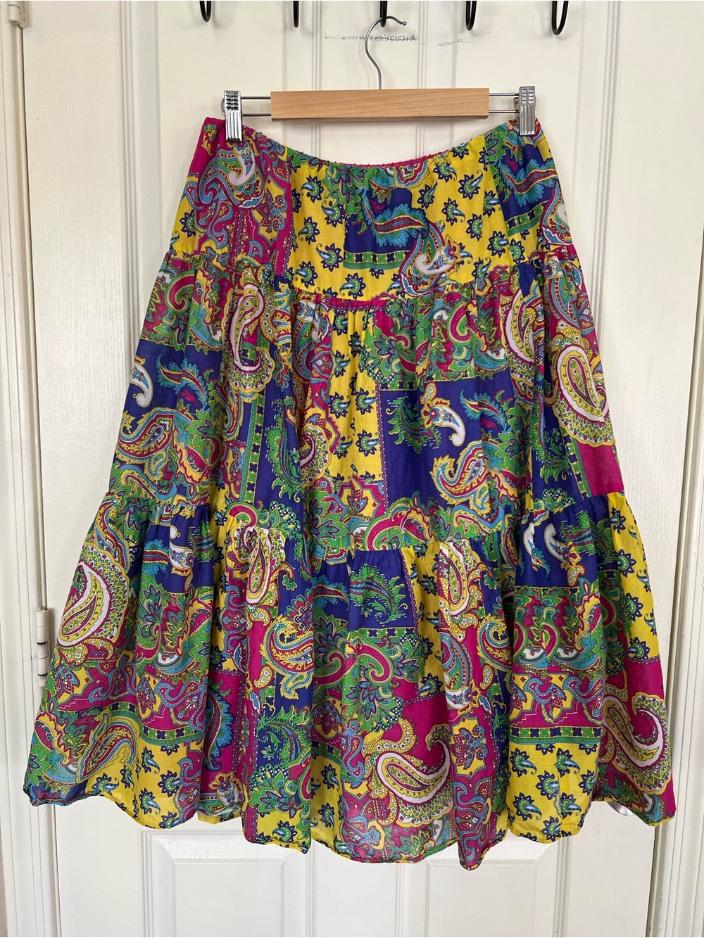 Lauren Ralph Lauren Patchwork Paisley Tiered Midi Skirt Boho